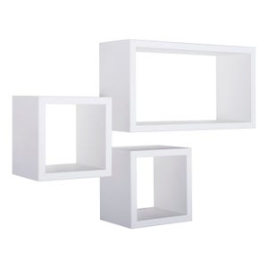 Mensole muro Moderne cubo Set 3pz QUADRATE legno NERO modulo scaffale da  Parete 30x30-25x25-20x20 P. 9 cm