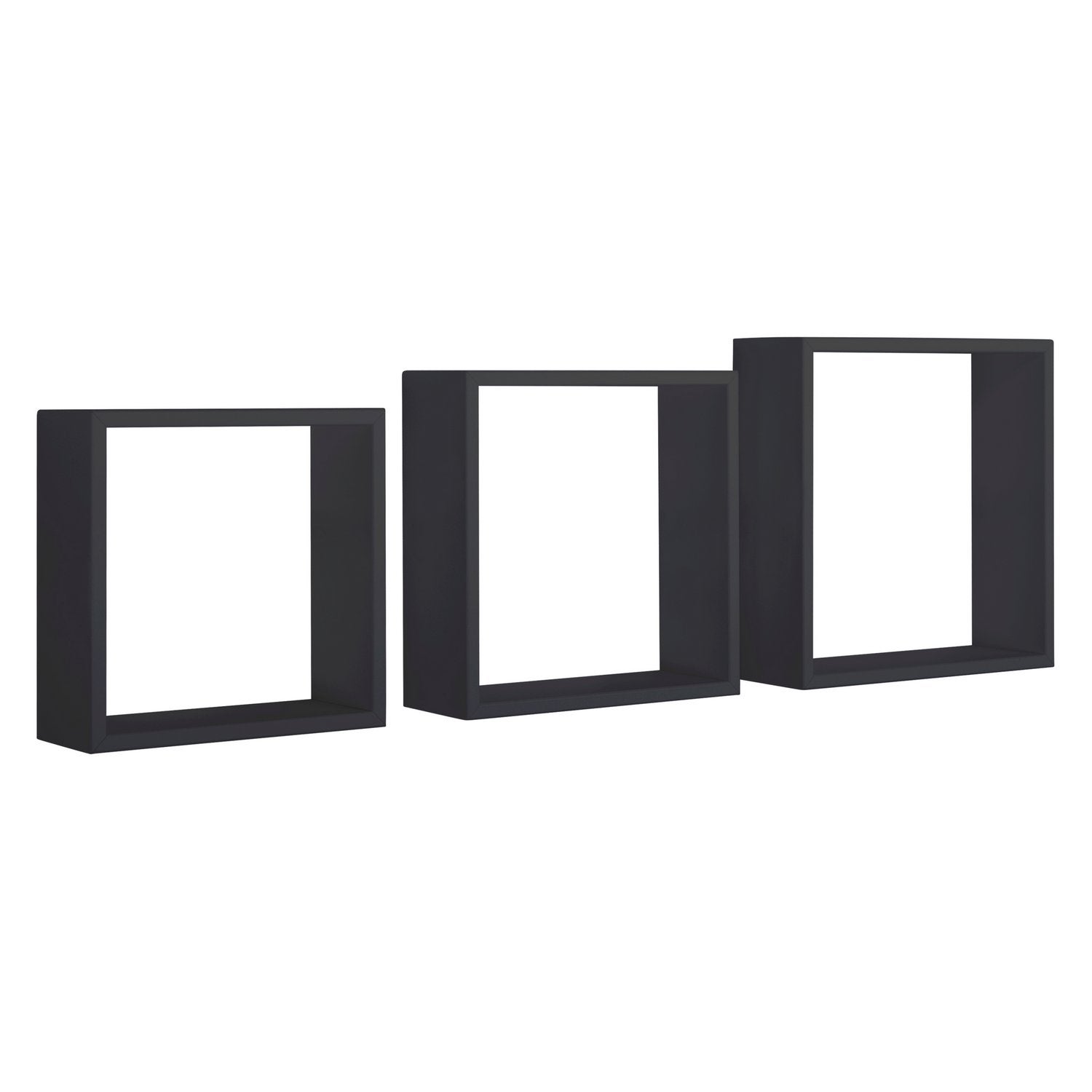 Mensole muro Moderne cubo Set 3pz QUADRATE legno NERO modulo scaffale da  Parete 30x30-25x25-20x20 P. 9 cm