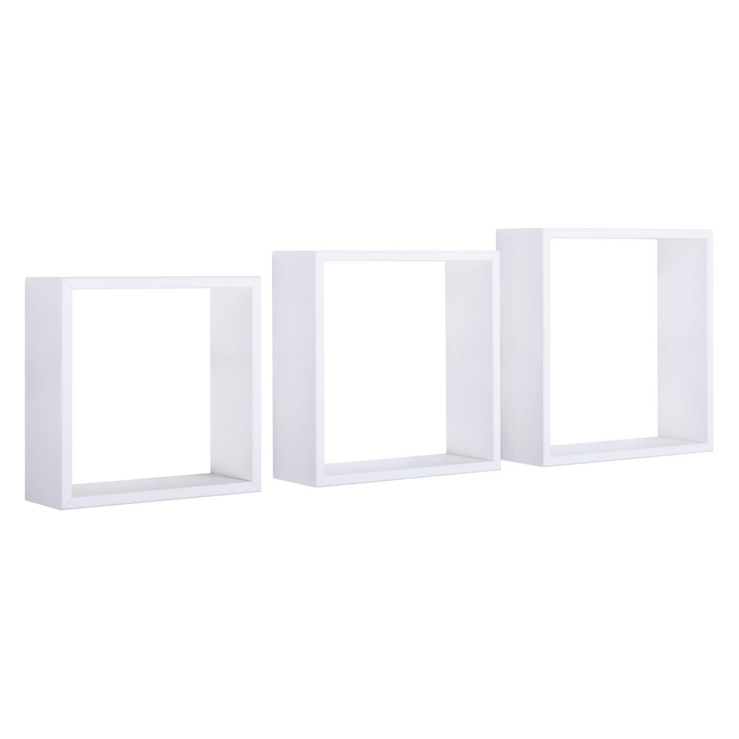 NBrand Mensole cubo quadrate Set 3 pezzi MDF / PVC colore Bianco