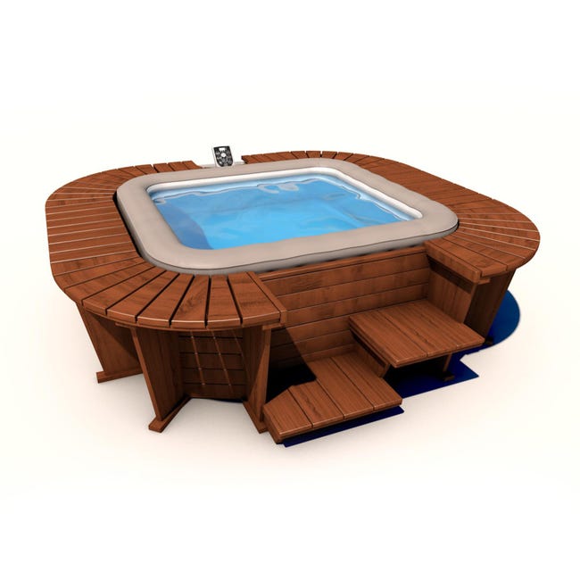 Piscina Idromassaggio Gonfiabile Pannelli in Legno K2O Queen Beach 5-7 ...