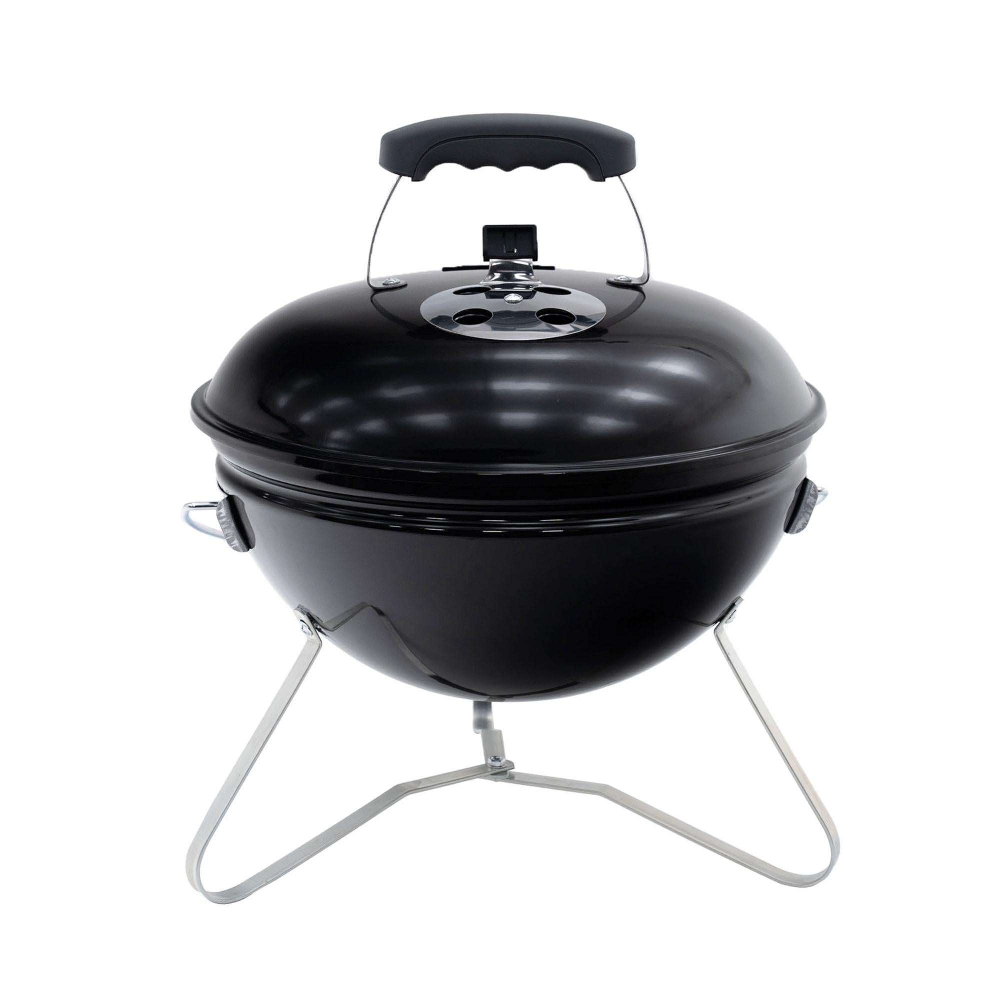 KEKAI Barbecue a carbone portatile da tavolo Crater 35 x 35 x 25 cm con ciotola raccoglie grasso ventilatore a batteria per accelerare le braci e griglia rimovibile senza fumi, colore grigio