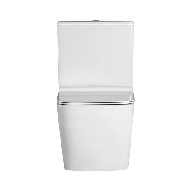 WC Inodoro Completo Redondo Blanco Brillo, Inodoro Tanque Bajo con  Cisterna y Asiento Extrafino