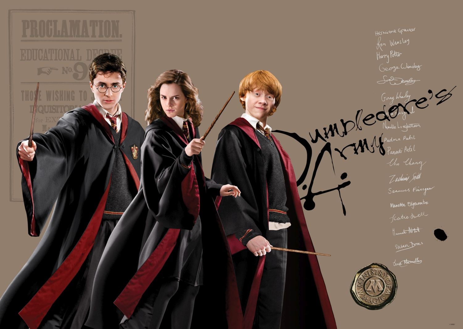 Poster Harry Potter, Hermione Granger, Ron Weasley beige, nero e rosso -  1.1 x 1.55 m - Sanders & Sanders