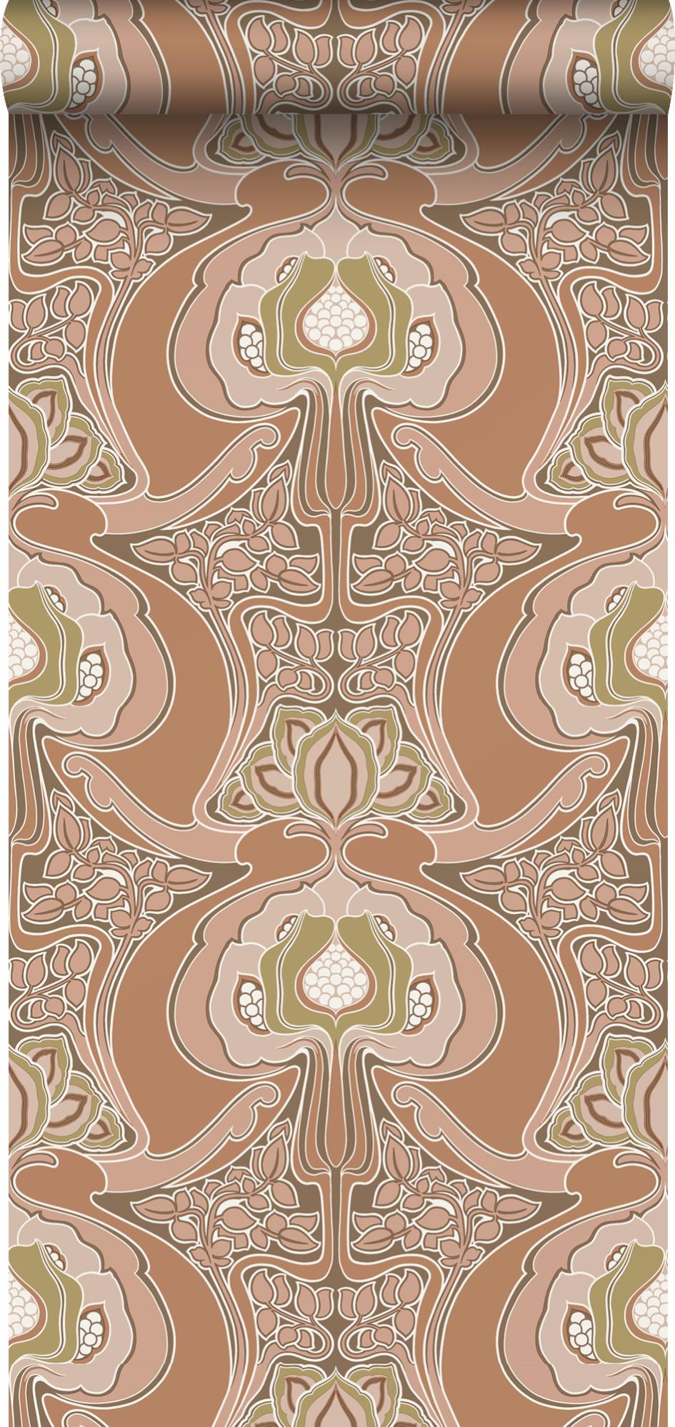 DUTCH WALLCOVERINGS Carta da Parati Motivo Geometrico Marrone e Nero