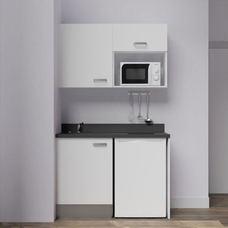 Meuble de cuisine sous-évier 2 portes, blanc, h.86x l.120x p.60cm