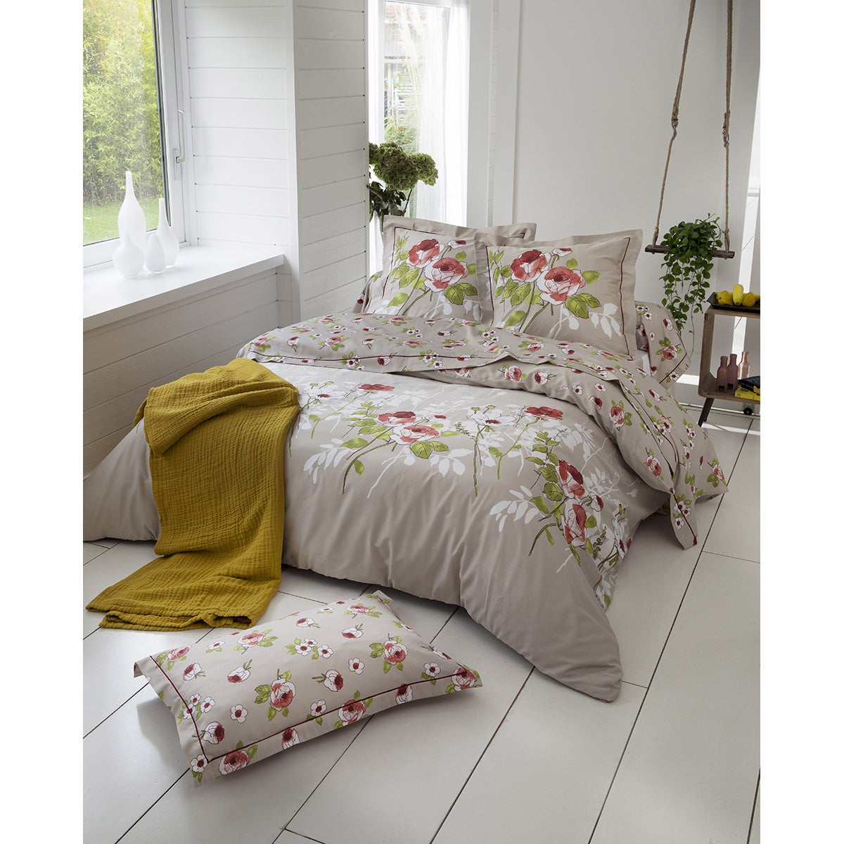 Housse de couette FLANELLE 220x240 + 2 taies Hortensia