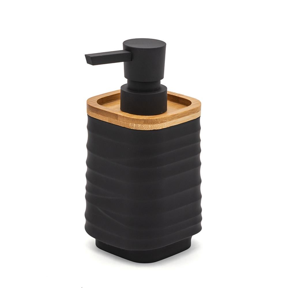 Dispenser Sapone Da Appoggio Nero In Abs E Bambù Surf - 12