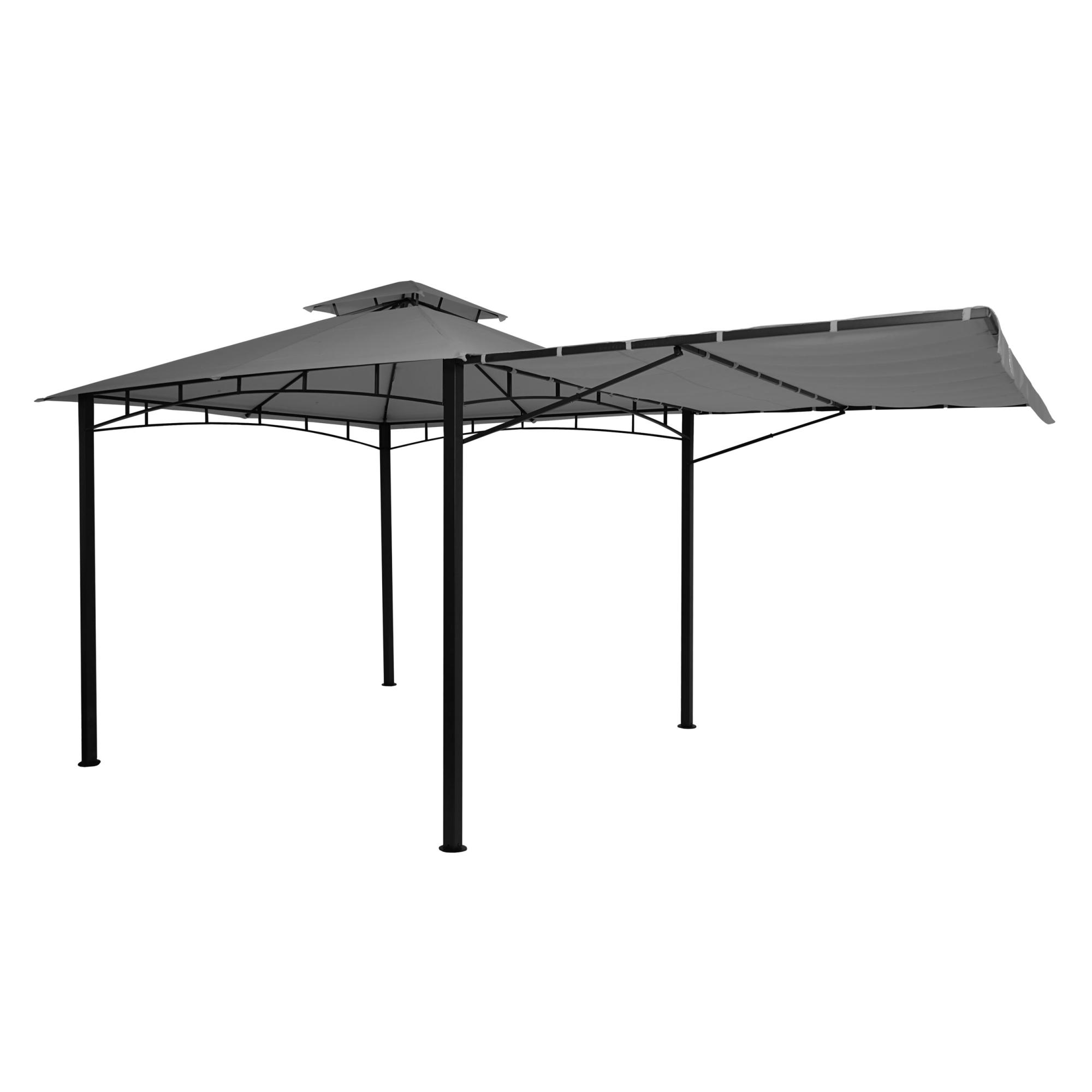 Gazebo pergola estensibile HWCF94 acciaio poliestere 2,5x2,5m grigio