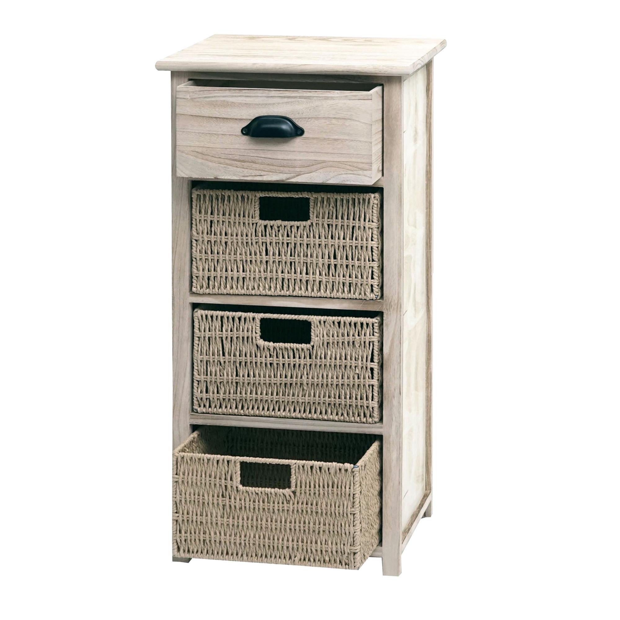 Commode HWCK84 avec paniers, armoire à tiroirs, bois 83x40x29cm