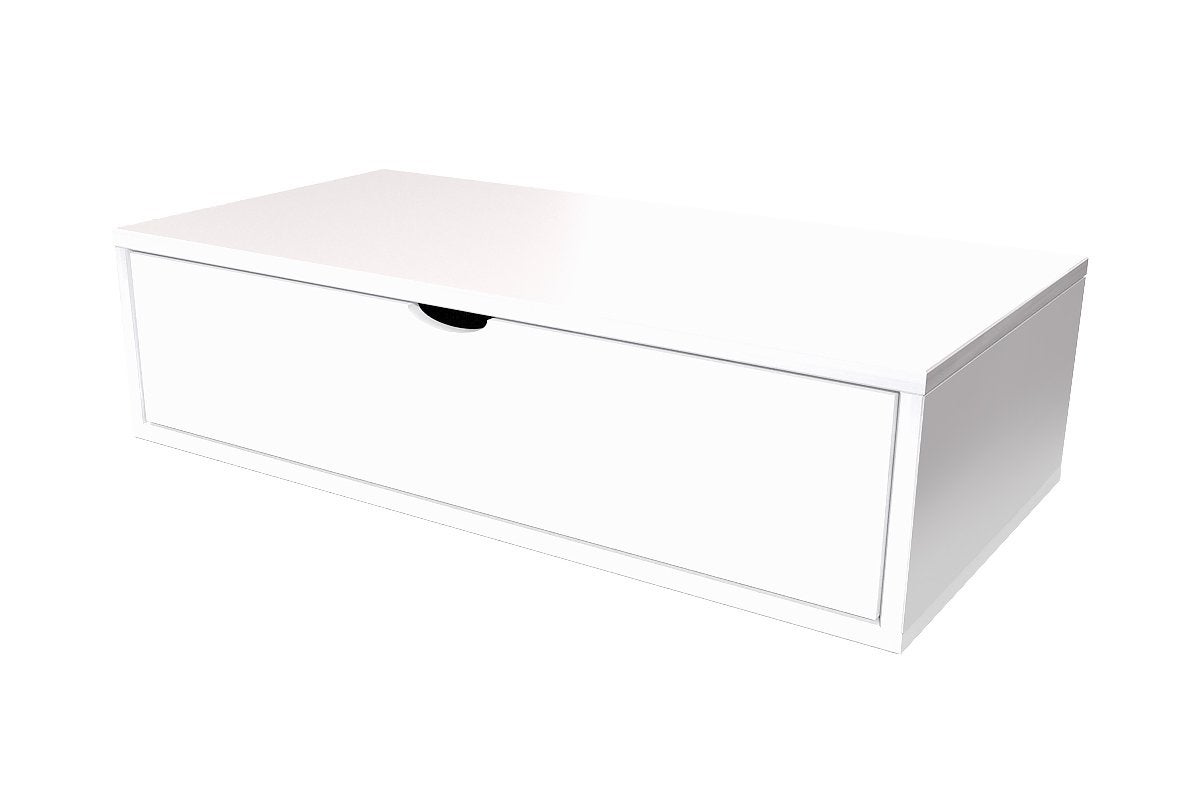 Cube de rangement bois 100x50 cm + tiroir blanc CUBE100T-LB - Conforama