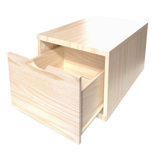 Cube de rangement bois 75x50 cm + tiroir Incolore / transparent