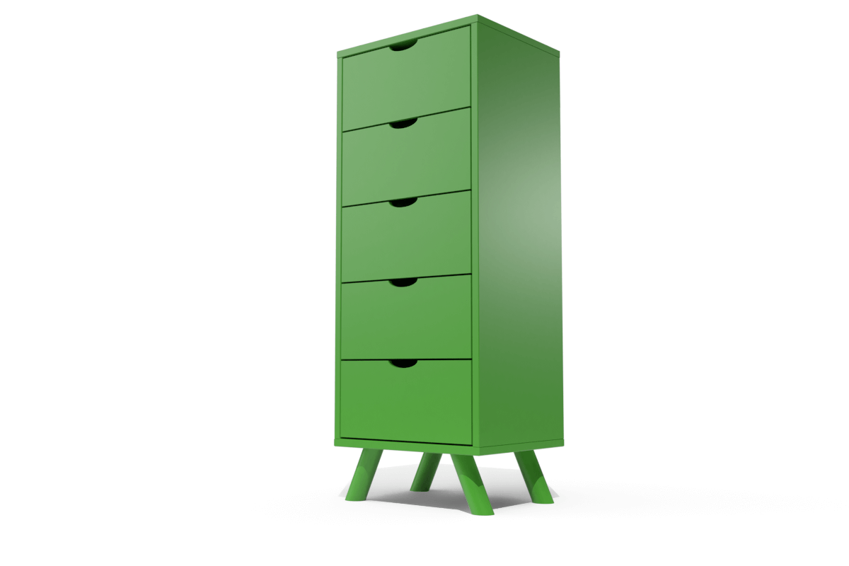 Chiffonnier Scandinave bois 5 tiroirs Viking Vert | Leroy Merlin