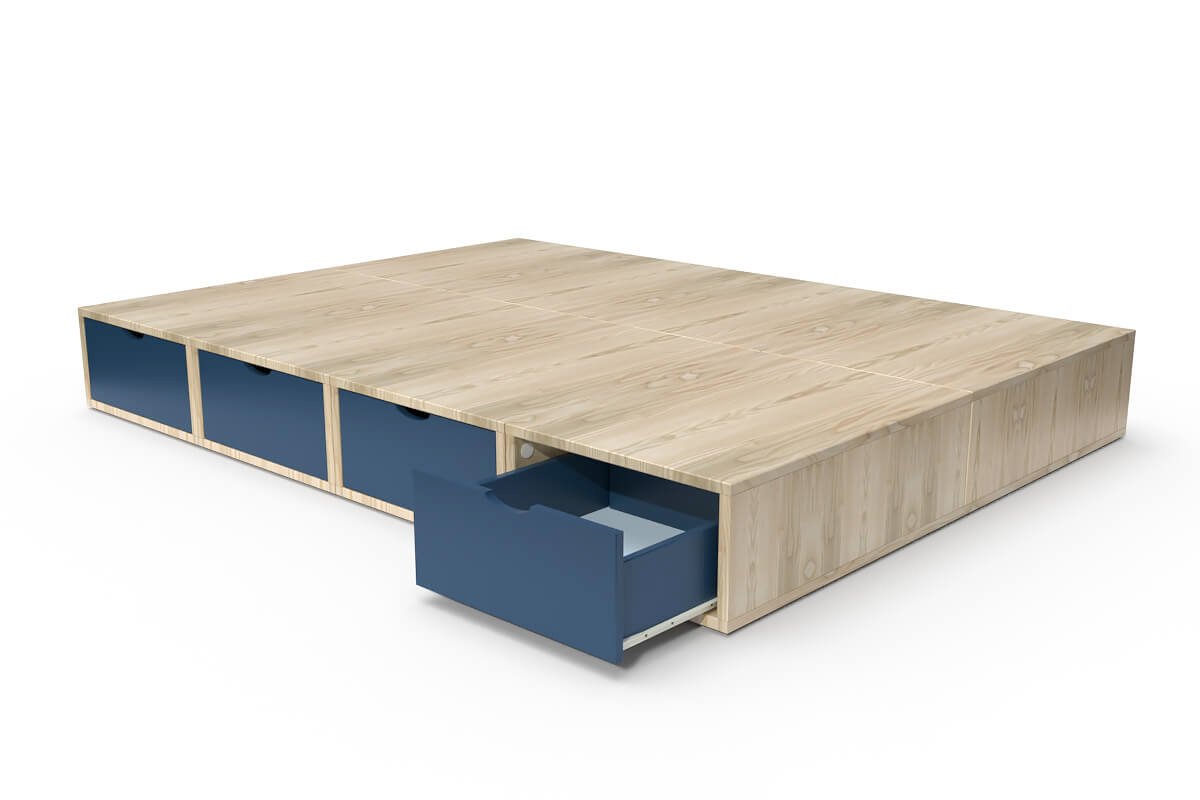 Lit double avec rangement tiroirs Cube 140x200 Multicouleur Leroy Merlin