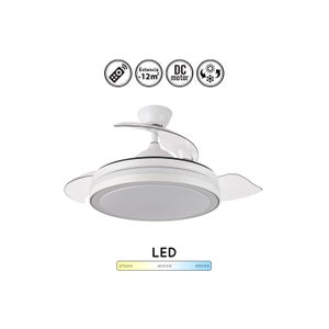 Ventilador LED Techo, 45W con aspas retráctiles Aneto cuero