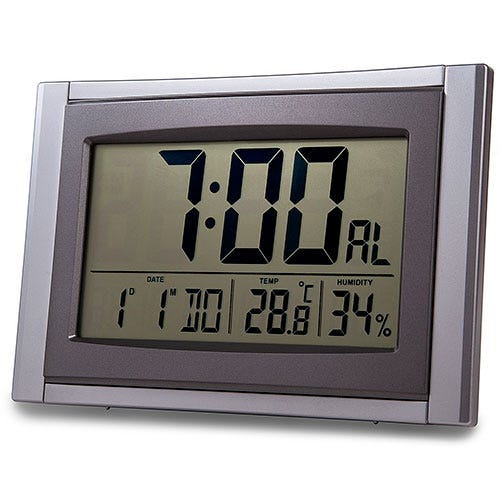 Reloj Pared Digital Led Alarma Calendario 36cm Temp Fecha