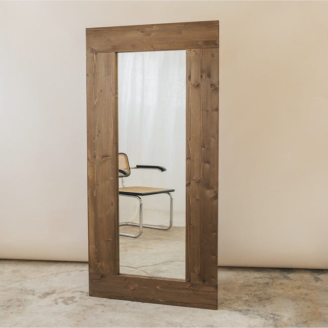 AMARIE Espejo de pared y cuerpo entero de madera de abeto color nogal  HANNUN