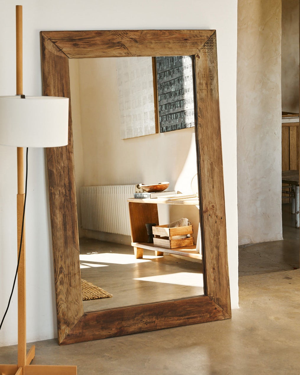 Espejo Grande De Pared de cuerpo entero en madera natural