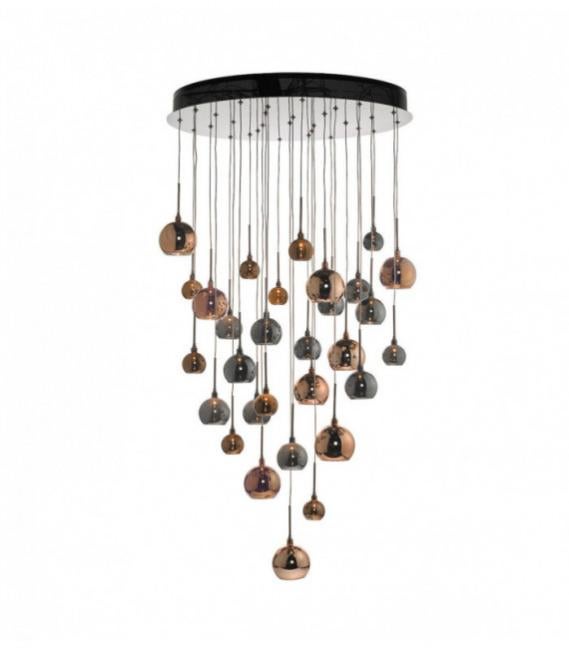 Suspension Aurelia Verre,chrome noir poli 30 ampoules 300cm Leroy Merlin