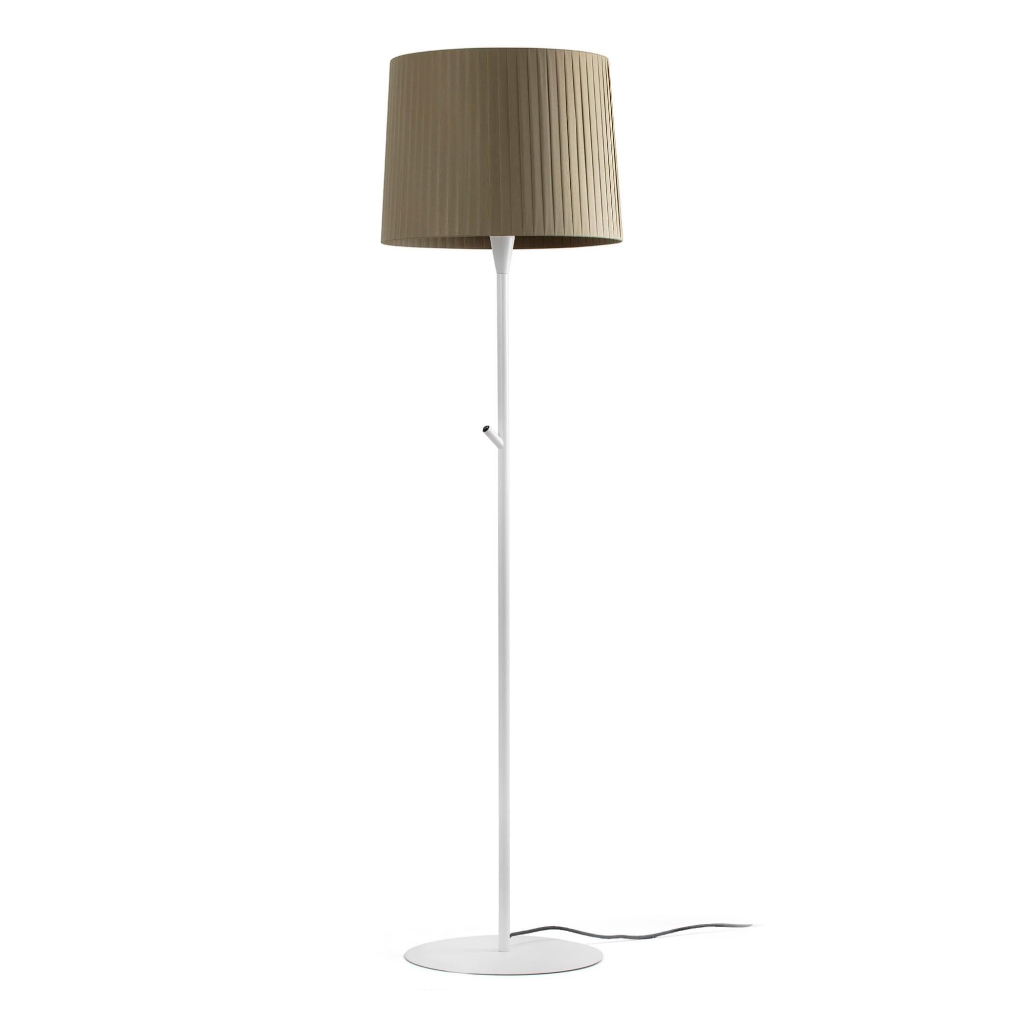 Lampada Da Terra VILI 159cm In Metallo Bianco Con Venature Legno, Paralume Regolabile 360° Per Salotto E Camera, E27 Max 60W
