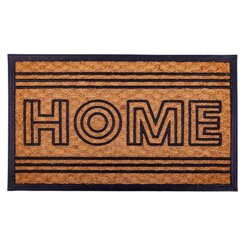 Comart, Paillasson Capitol, tapis en fibre de coco et caoutchouc, pour extérieur et intérieur, d'entrée et porte, résistant, fond antidérapant, anti-pluie et saleté, design géométrique, croissant 40 x