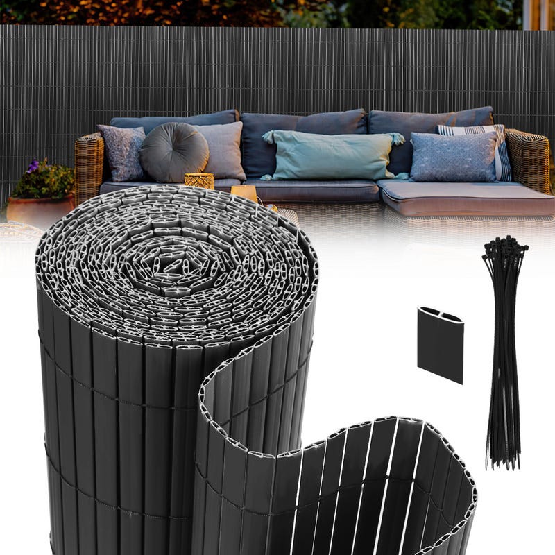 Canisse en PVC Brise Vue résistant,pour le jardin, Balcon ou terrasse,Gris  anthracite,80 x 300 cm