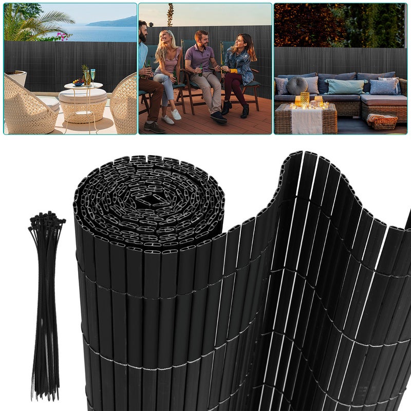 Canisse en PVC Brise Vue résistant,pour le jardin, Balcon ou  terrasse,Bambou,120 x 400 cm