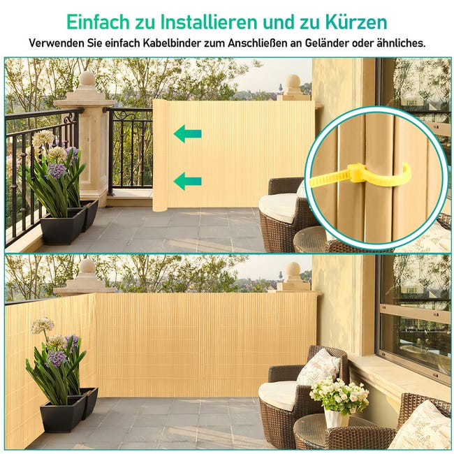 Einfeben Brise-vue Canisse PVC pour jardin balcon terrasse, Gris(100 x 500  cm) - Cdiscount Jardin