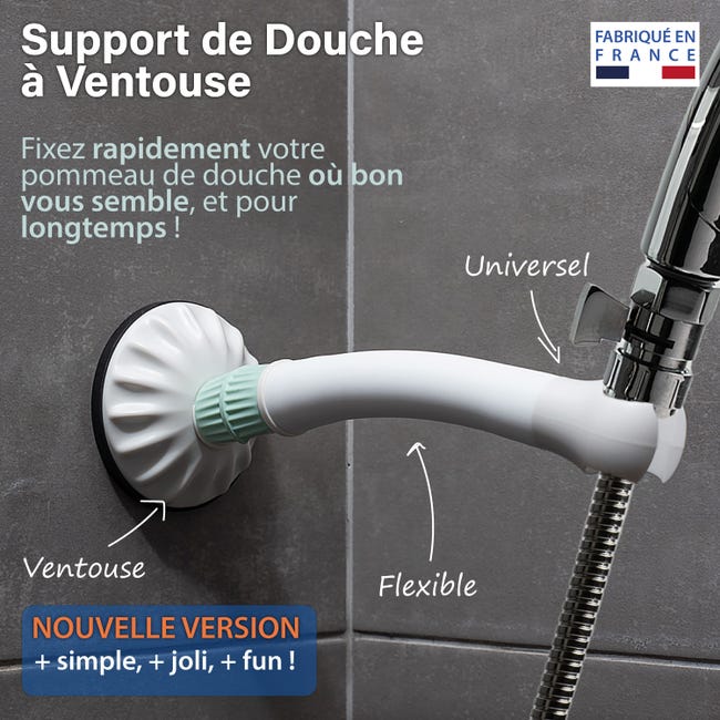 Support Pommeau De Douche À Ventouse Sans Perceuse / Mural Réglable -  Accessoires salles de bain et WC à la Fnac