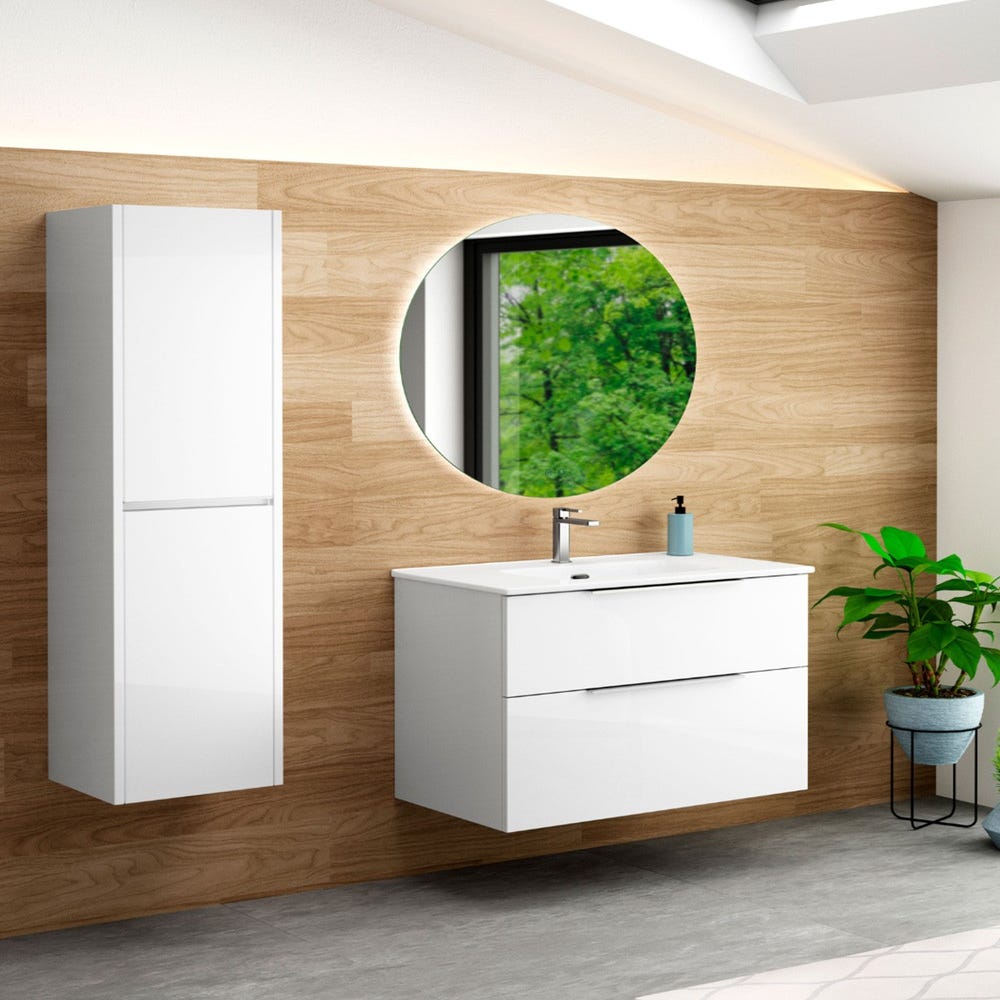 Mueble de baño con lavabo y espejo espejoZoe blanco 99.6x45.5 cm