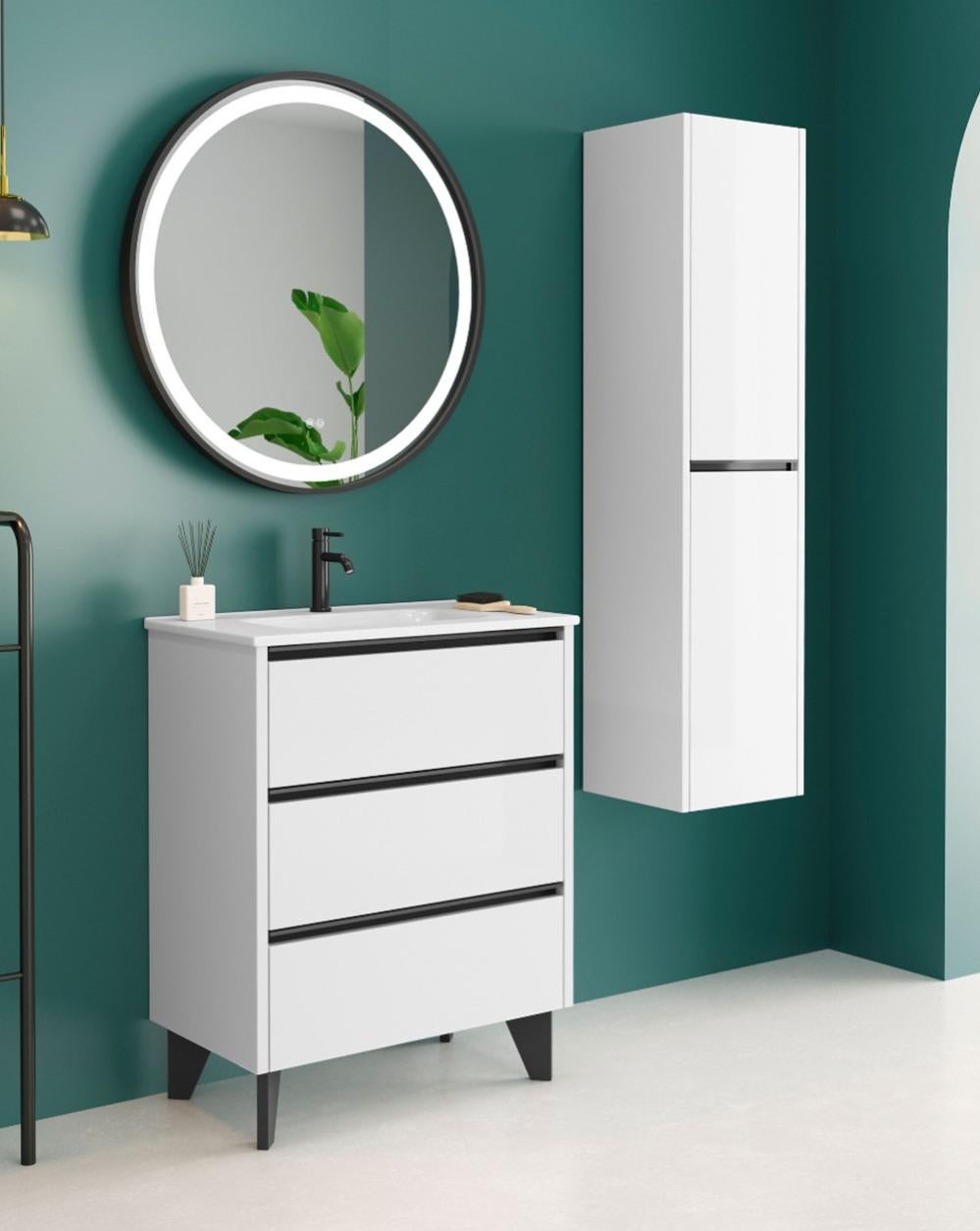 Mueble de Baño al Suelo con Lavabo Cerámico 70 cm 3 Cajones con