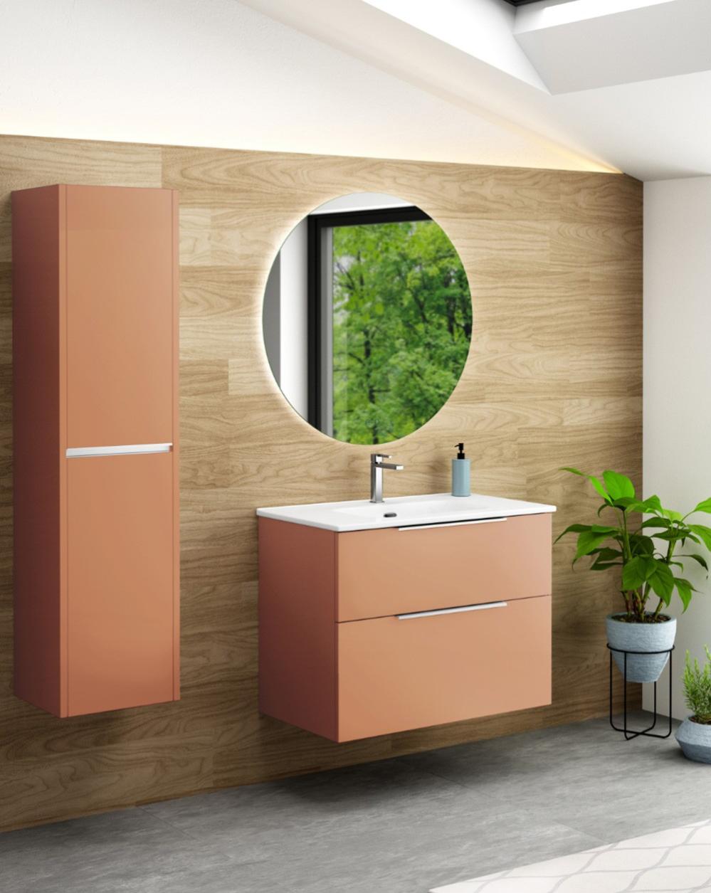 Mueble de Baño Suspendido con Lavabo Cerámico 60 cm 2 cajones con