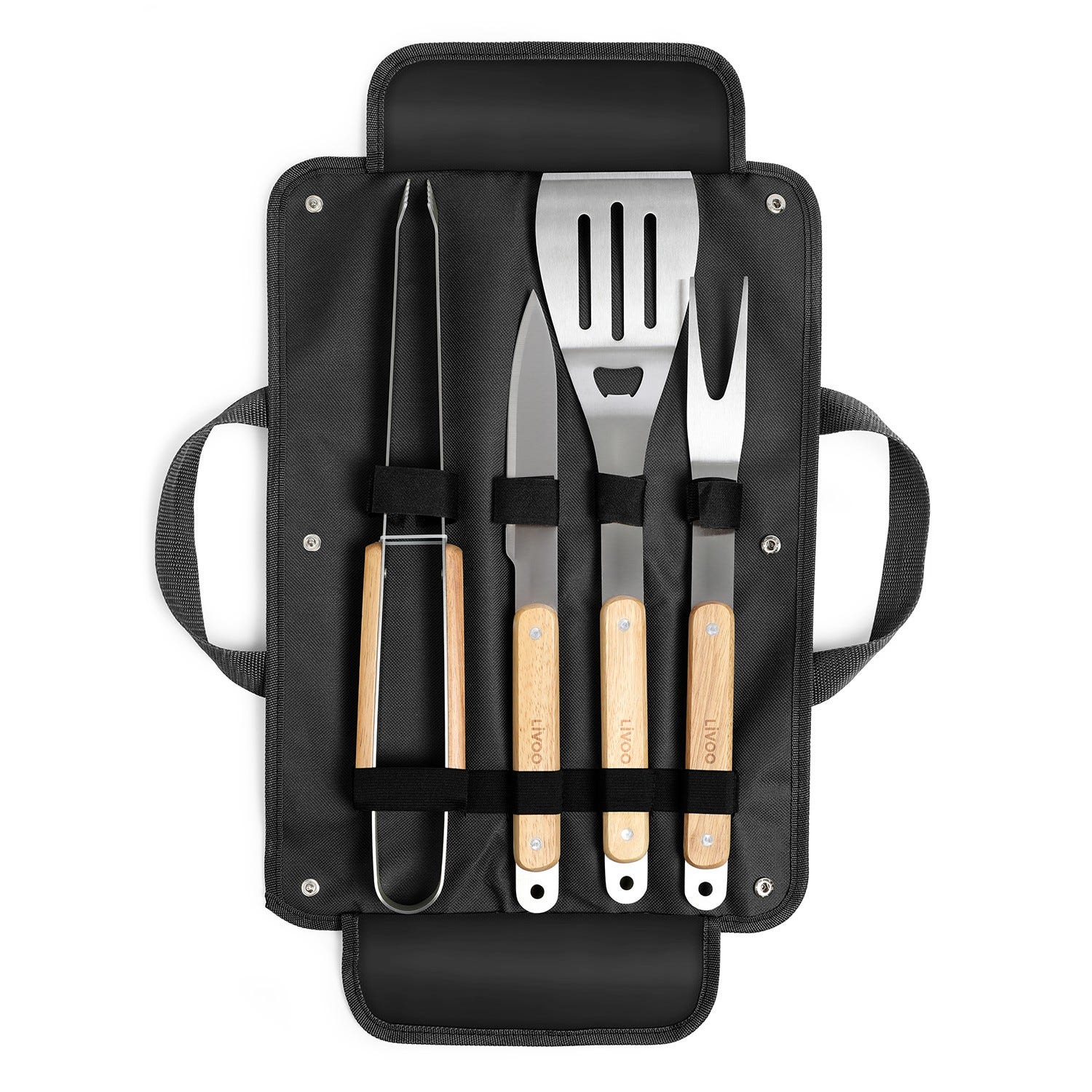 IMAGE Lot de 4 outils de barbecue en acier inoxydable - Spatule  multifonctionnelle, pince à barbecue, pinceau à badigeonner, fourchette à  viande - Kit de cuisson durable pour la cuisine, le barbecue