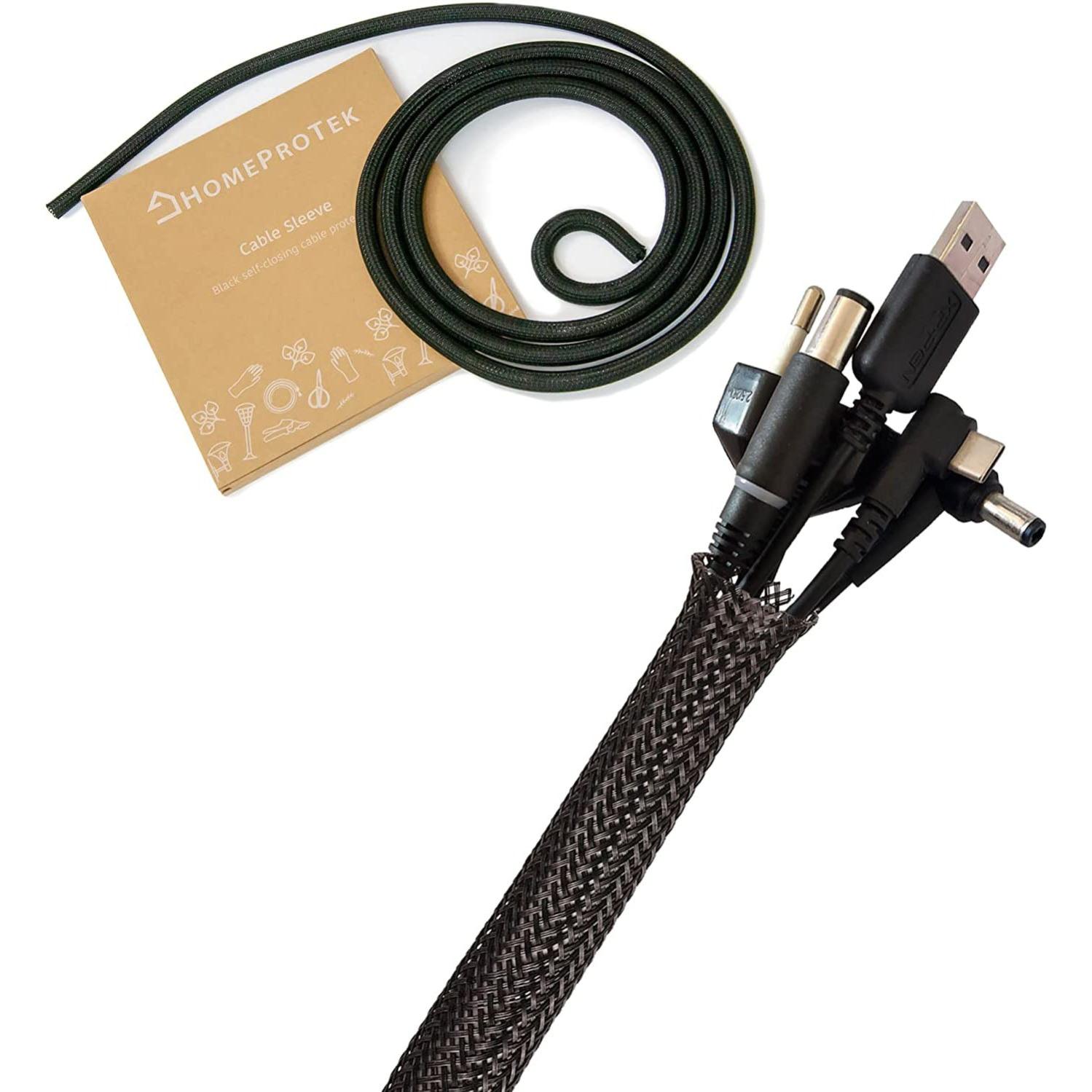 MIVIDE 3pcs Gaine Câble Blanc, 3m Manchon de Cache Câble Réglable, Diamètre  12-30mm Gaine Cable Tressé en Pet pour pour TV, PC, USB, Fiches (Blanc)