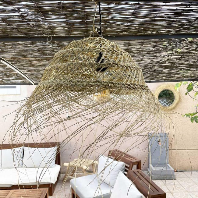 Abatjour en paille ajouré Module fibre naturelle T. M Leroy Merlin