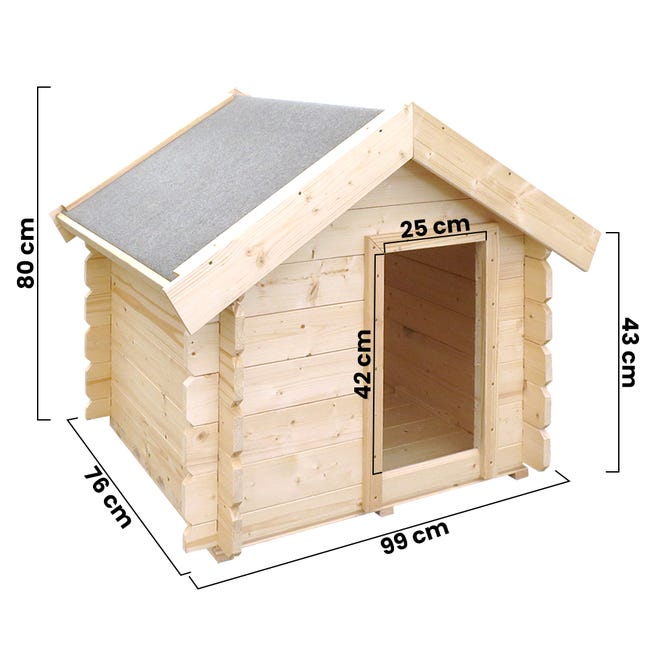Cuccia per cani in legno da esterno - 76 x 99 x H80 cm - taglia S - per cani  di piccola taglia - tetto impermeabile - Timbela M401-1