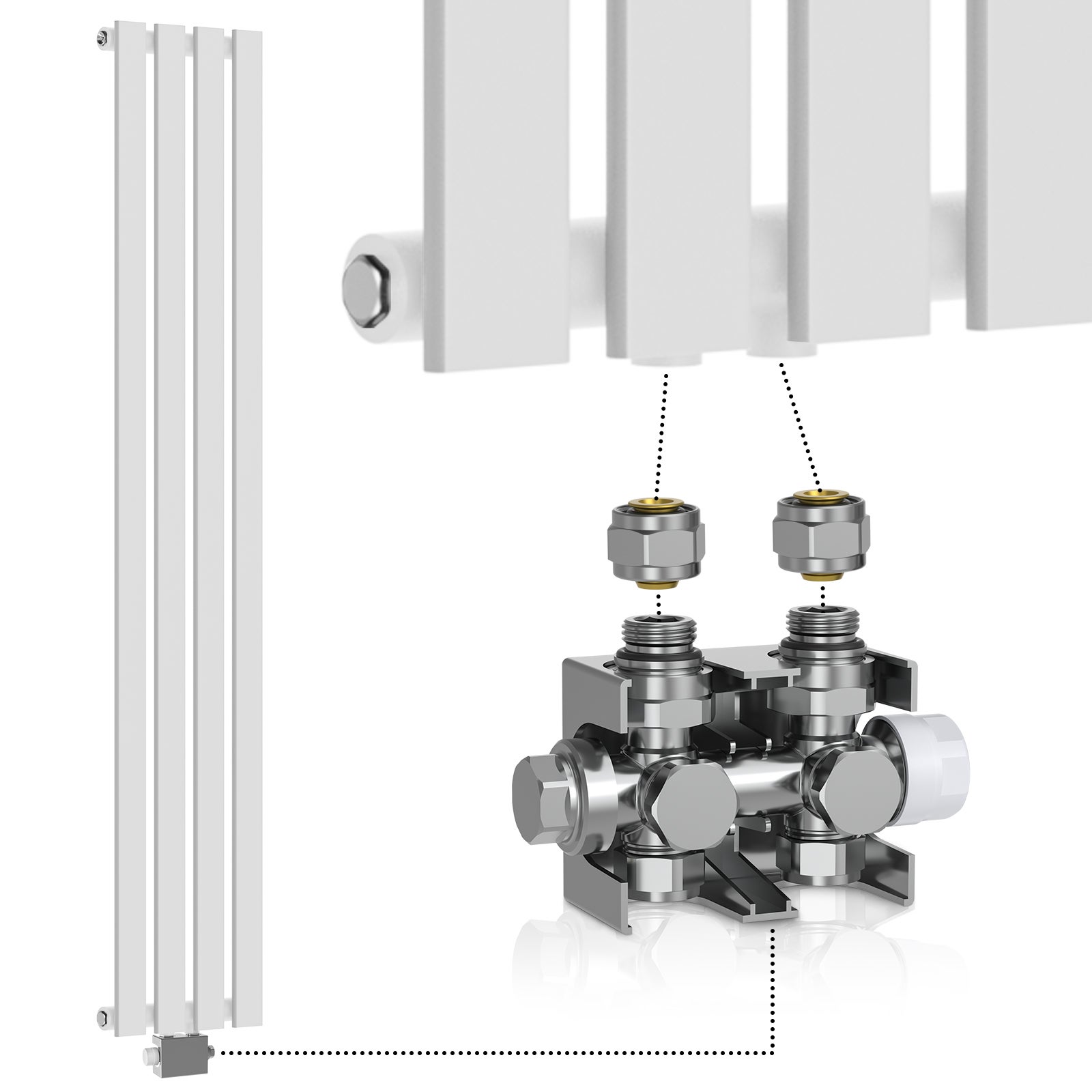 Aquamarin® Radiateur Vertical avec Valve Thermostatique