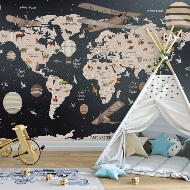 Papier peint mural pour enfants-Planes et ballons-Géant-Océan