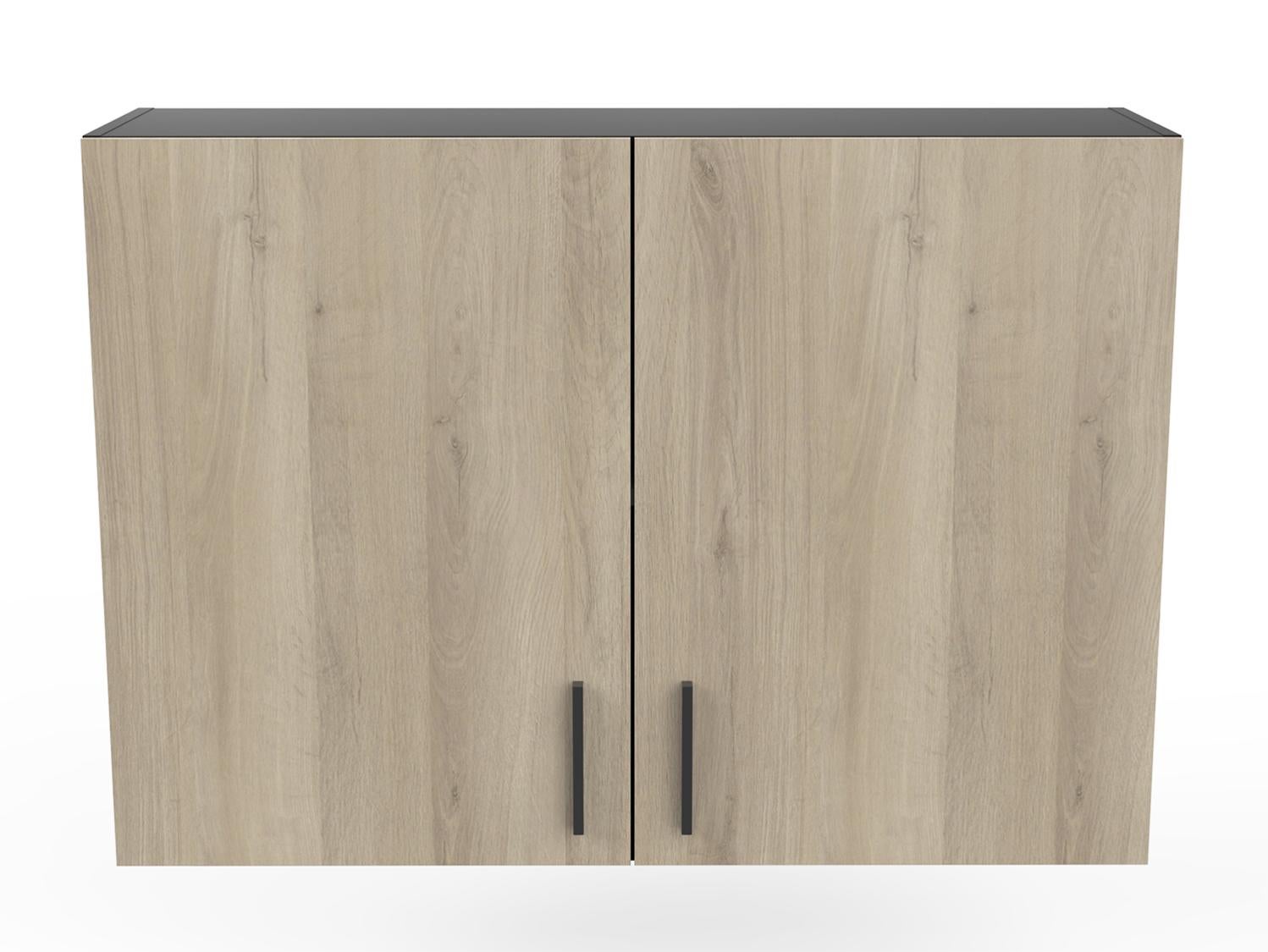 Meuble haut de cuisine coloris chêne kronberg, noir mat Longueur 100
