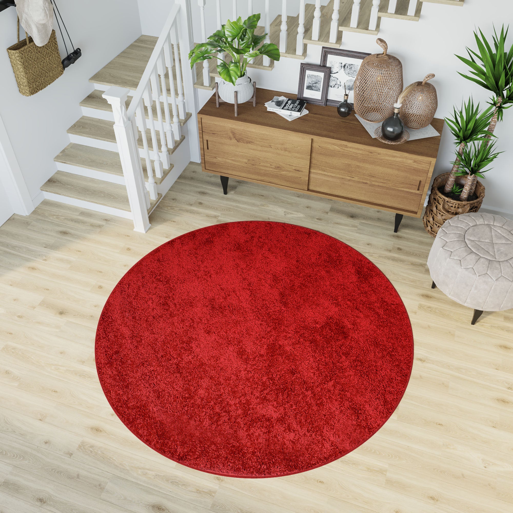 floor factory tappeto esclusivo moderno Satin rosso 200x200 cm tappeto  shaggy pelo lungo