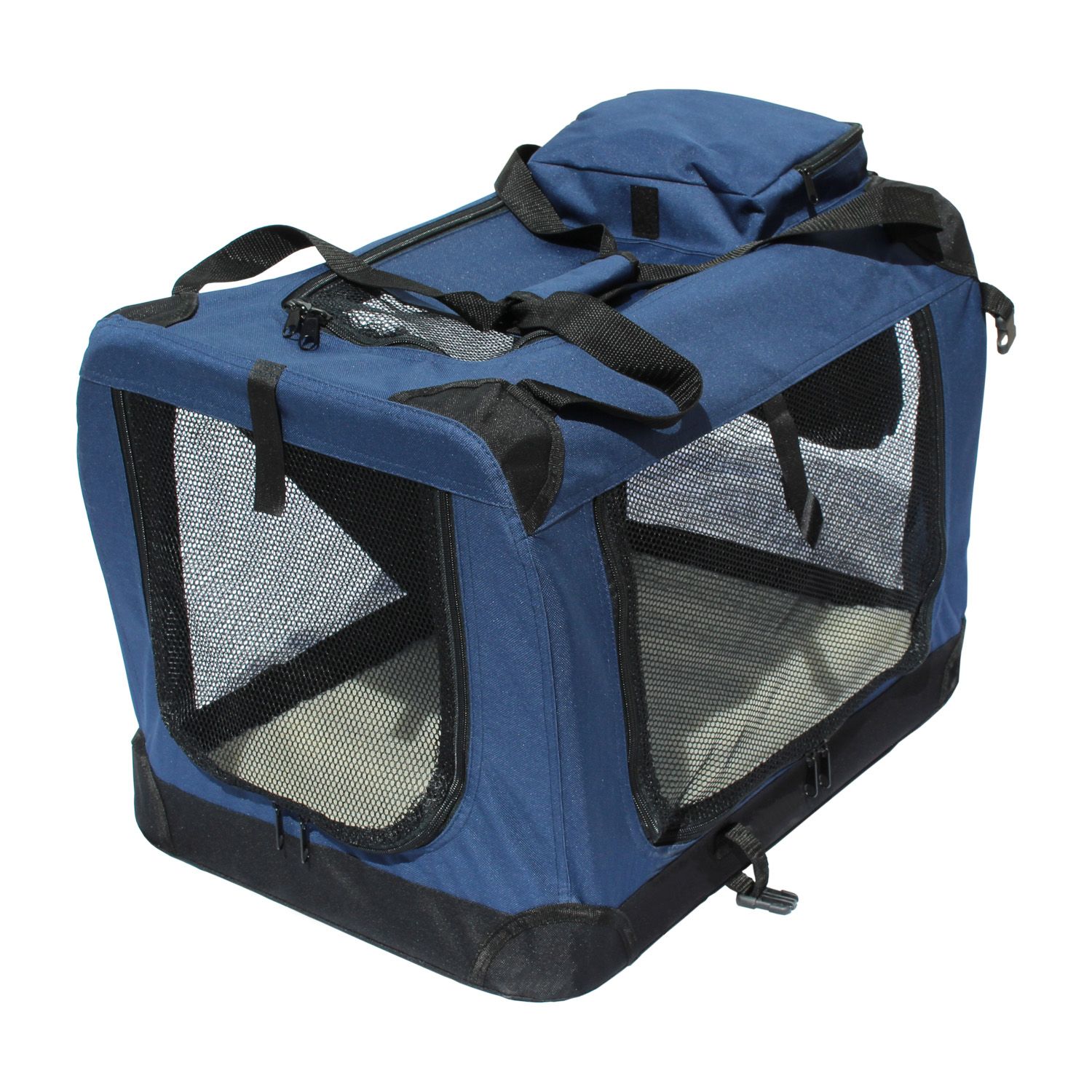 Transportin para perros plegable Yatek de entradas laterales y superiores con alta visibilidad confort y seguridad para tu mascota de tamano L. Leroy Merlin