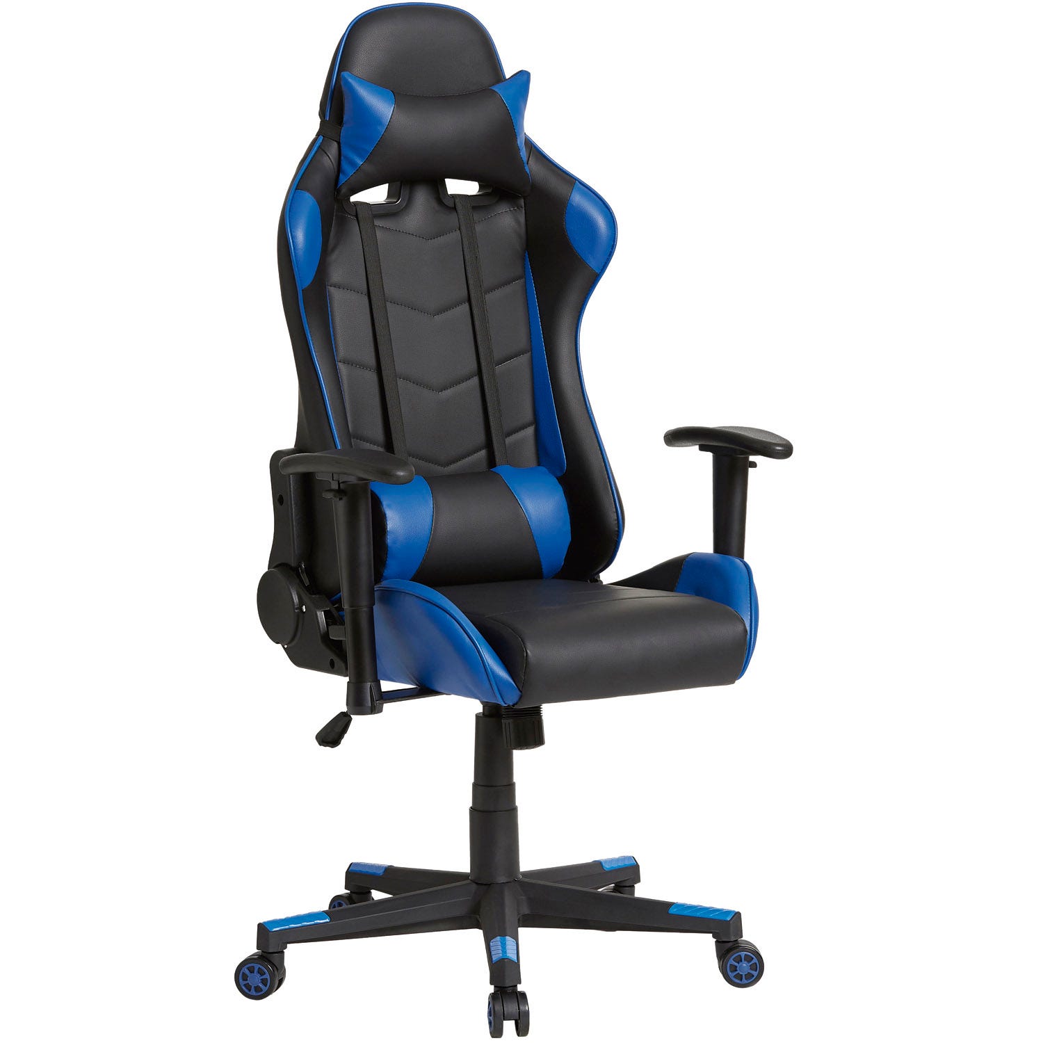 Sedia da ufficio professionale Blu Gaming Racer, Sedia con braccioli,  supporto e cuscino lombare
