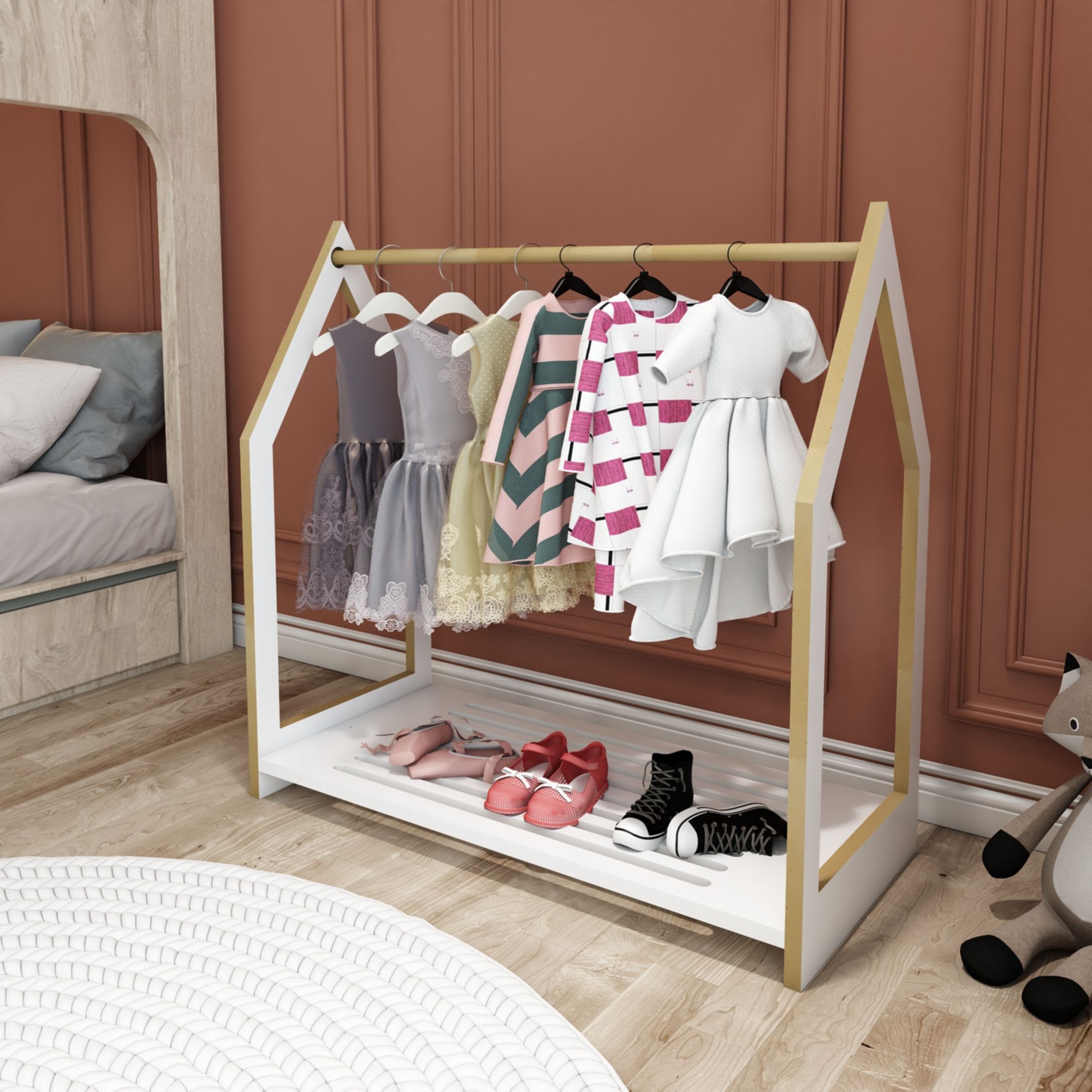 Perchero Burro Langeskov con estante MDF 78 x 75 x 35 cm blanco