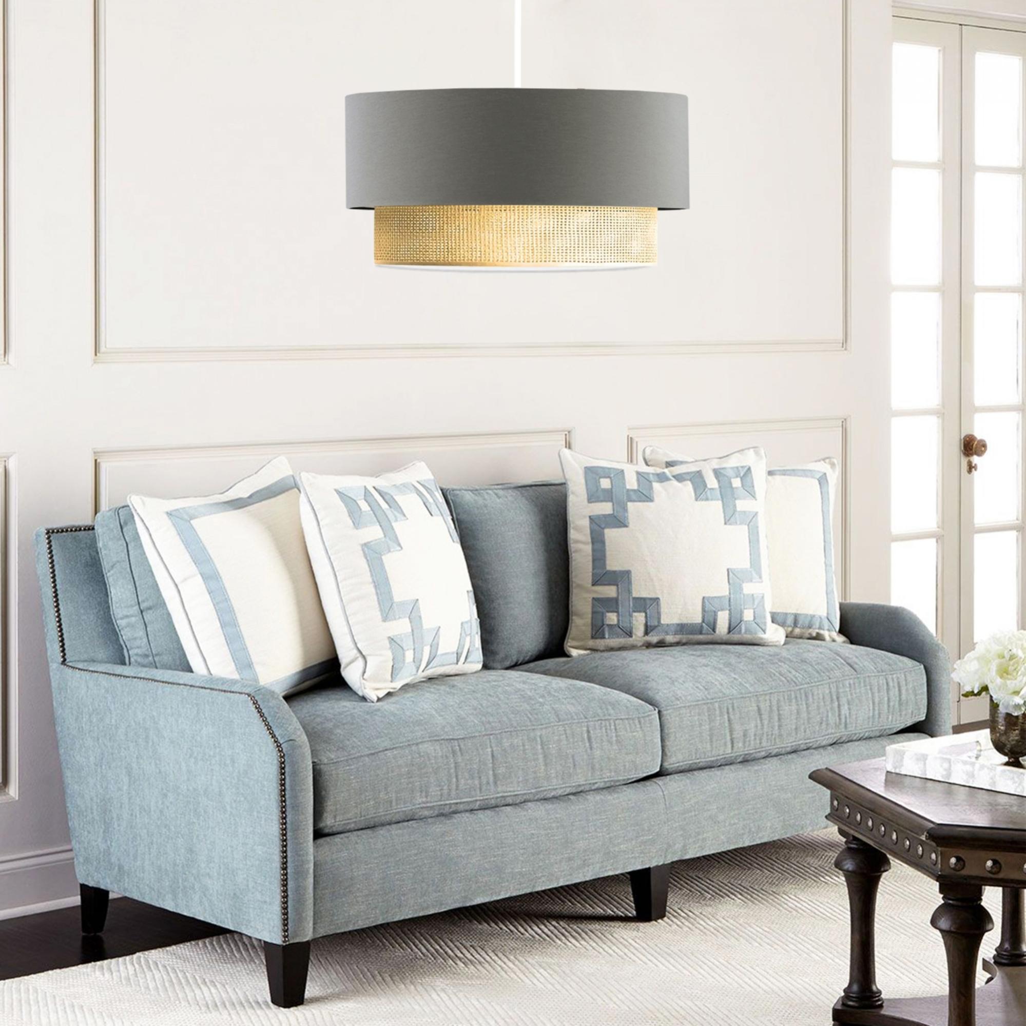 lux.pro Lampada a Sospensione con Doppio Paralume Cilindrico 40