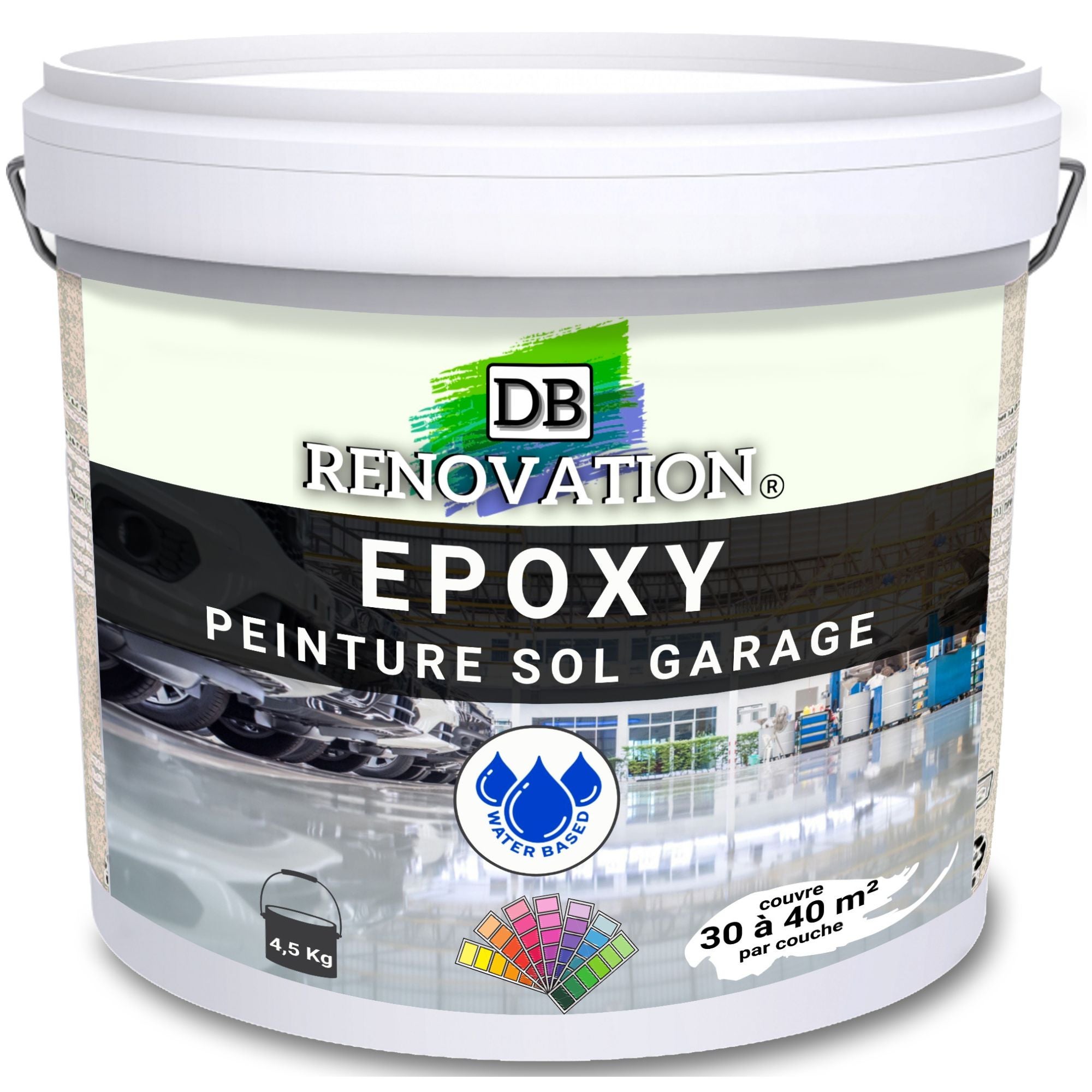Pack Peinture Epoxy pour Sol de Garage en Béton de 20m² 