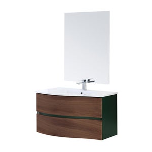 Mobiletto per lavandino bagno Mobile sotto lavabo con 2 ante senza lavandino  Bianco e Naturale, 60x35x58 cm, BZR72-W SoBuy