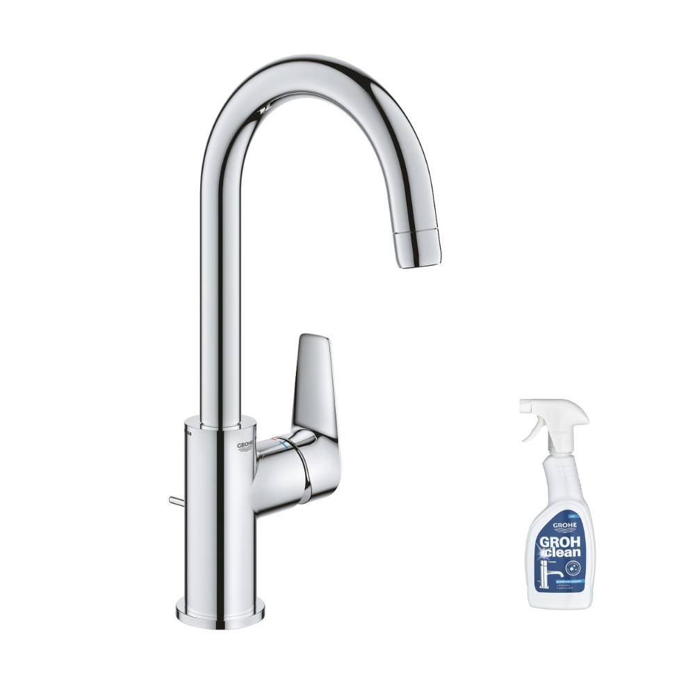 Mitigeur lavabo GROHE Quickfix Start 2021 avec tirette et vidage chromé  taille S + nettoyant GrohClean