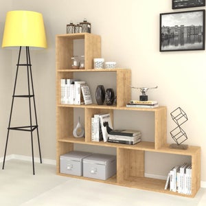 Libreria Scaffale a Ripiani Salvaspazio per Soggiorno in Legno 141x29x176  cm Bianco Rovere – acquista su Giordano Shop