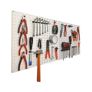 Ensemble de 2 panneaux et 2 niveaux de porte-outils avec 50 crochets,  objets muraux de l'organisateur, 100% Made in Italy, 100x22h50 cm, couleur  noire : : Bricolage