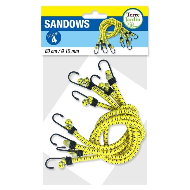 TERRE JARDIN - Sandow tendeur élastique 80cm avec crochets - lot de 4 10 mm