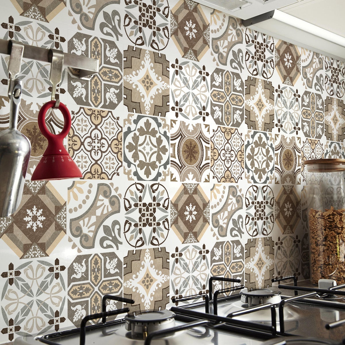9 vinilos baldosas de cemento rithana - adhesivo de pared - revestimiento sticker mural decorativo - 120x120cm-9stickers40x40cm